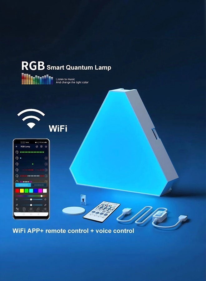 فيكسبلورن مصابيح LED مثلثة لغرف الألعاب، مصابيح حائط مثلثة RGB لغرف النوم، مصابيح LED ليلية مثلثة WiFi 5V USB، مصابيح حائط زخرفية إبداعية لغرف الألعاب، لوحات إضاءة منزلية ذكية، تدعم التطبيقات/الأوامر الصوتية/التحكم عن بعد، مصابيح زخرفية متزامنة مع الموسيقى لغرف الألعاب. - Image 4