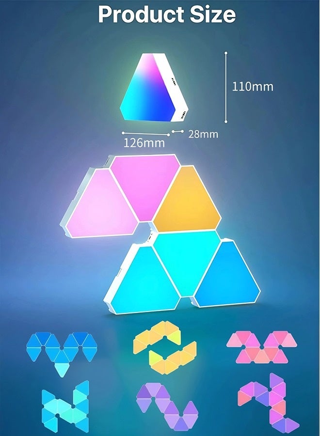 فيكسبلورن مصابيح LED مثلثة لغرف الألعاب، مصابيح حائط مثلثة RGB لغرف النوم، مصابيح LED ليلية مثلثة WiFi 5V USB، مصابيح حائط زخرفية إبداعية لغرف الألعاب، لوحات إضاءة منزلية ذكية، تدعم التطبيقات/الأوامر الصوتية/التحكم عن بعد، مصابيح زخرفية متزامنة مع الموسيقى لغرف الألعاب. - Image 2