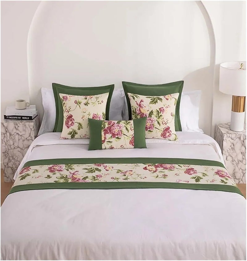 Bed Runner Scarf Bedding Protector Slipcover Comfort Bedroom Guestroom Hotel Wedding Room Pillowcase Decor(Style 1,Bed Runner 50x210cm) - Image 3