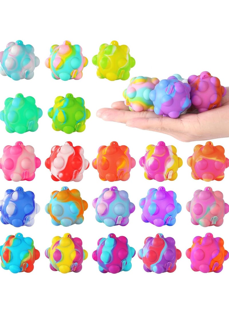 SNW - Pop Ball Its Mini Fidget Toys Bulk 20 PCS 3D Stress Balls Fidgets for Classroom Prizes Easter Basket Stuffers for Kids Party Favors Squeeze Toys It Poppers Keychain Autism Sensory Toys Pack - Image 1