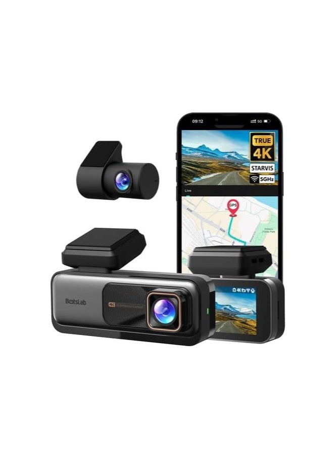 Botslab - Botslab 4K Dash Cam Front and Rear, 170° Ultra Wide Dashcam with ADAS, Night Vision, 24/7 Parking Mode, Sony IMX415 Sensor, WDR, Free 64GB SD Card, 5G/2.4G WiFi, Built-in GPS, Loop Recording - Image 1