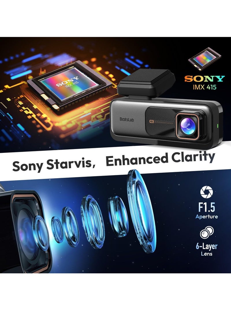Botslab - Botslab 4K Dash Cam Front and Rear, 170° Ultra Wide Dashcam with ADAS, Night Vision, 24/7 Parking Mode, Sony IMX415 Sensor, WDR, Free 64GB SD Card, 5G/2.4G WiFi, Built-in GPS, Loop Recording - Image 1