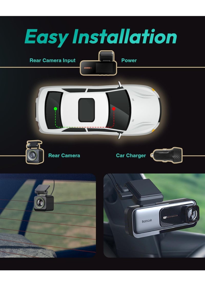 Botslab - Botslab 4K Dash Cam Front and Rear, 170° Ultra Wide Dashcam with ADAS, Night Vision, 24/7 Parking Mode, Sony IMX415 Sensor, WDR, Free 64GB SD Card, 5G/2.4G WiFi, Built-in GPS, Loop Recording - Image 1