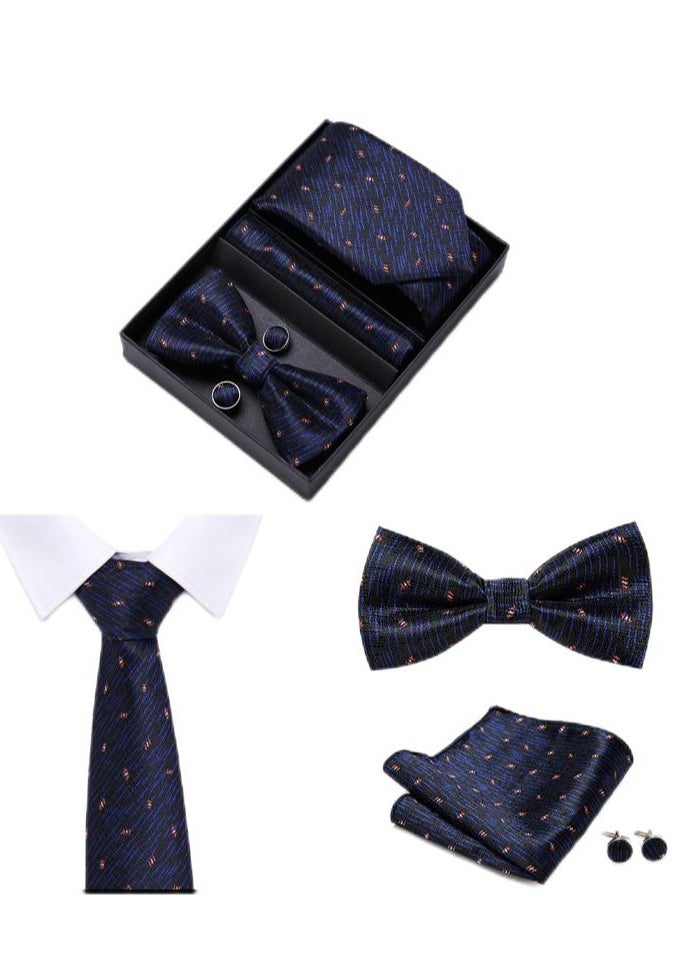 Generic 5 pcs high-end tie for men business professional formal tie bow tie cufflinks square scarf fashion accessories gift box  - Image 2