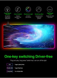 FlashHawk RGB Gaming Mouse Pad, 14 LED Modes Extended Large Table Desk, Mat Mousepad for PC Computer MacBook , Keyboard Mat, Anti-Slip, 800*300mm Size  - Image 3