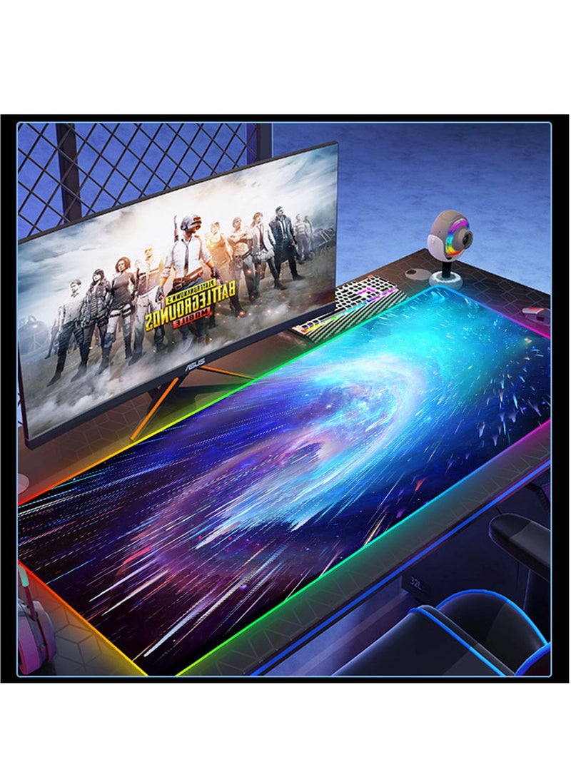 RGB Gaming Mouse Pad, 14 LED Modes Extended Large Table Desk, Mat Mousepad for PC Computer MacBook , Keyboard Mat, Anti-Slip, 800*300mm Size
