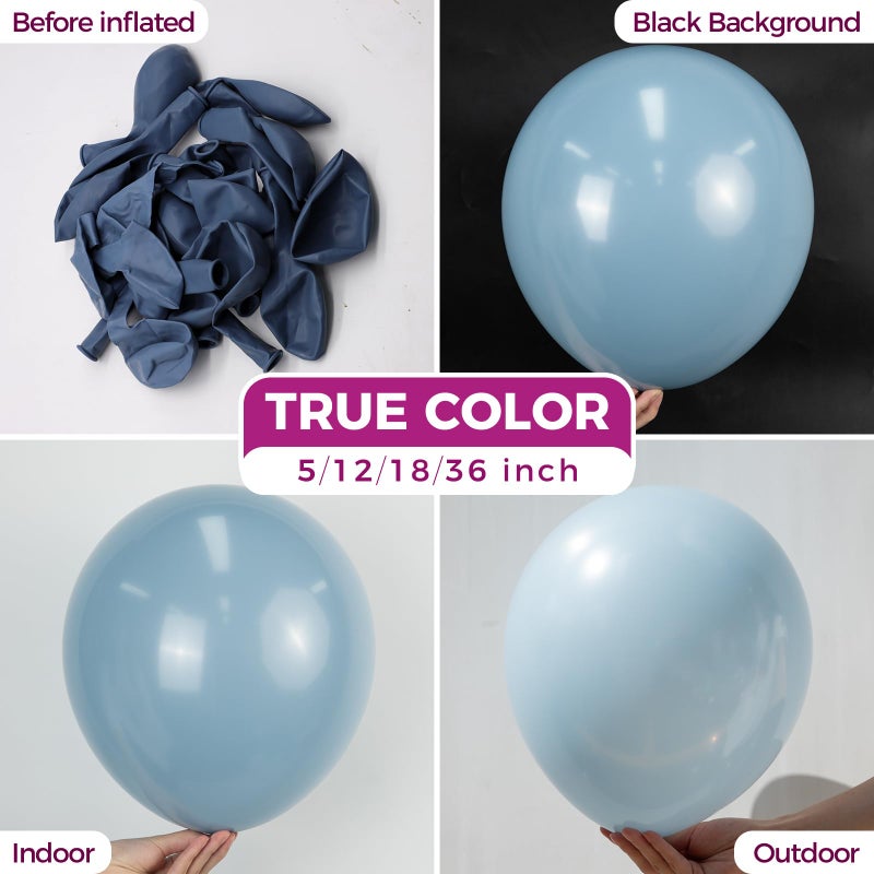 Bezente Dusty Blue Latex Party Balloons - 150 Pack 5 Inch Matte Small Haze Blue Helium Balloons for Birthday Bridal Shower Wedding Gender Reveal Engagement Graduation Party - Image 2