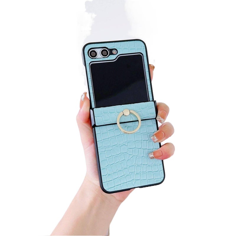 غطاء واقي | Tiffany Blue ملمس جلد | لون سادة | لـ Samsung Galaxy Z Flip 5 - Image 1