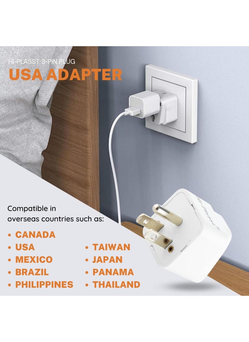 HI PLASST PINS N PLUGS HiPlasst Pack of 5 India to USA Converter Plug 3 Pin Type B Plug with Universal Socket US Travel Adapter Converter for United States Canada Mexico Japan Taiwan Philippines  - Image 2