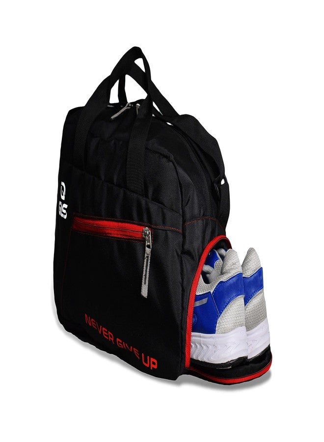 GLS VELOZI Polyester Duffle Bag for Men & Women/Gym Bags with Adjustable Shoulder Strap/Fitness Bag with One Front Pocket and Shoe Pocket (Red/Black) - Image 4