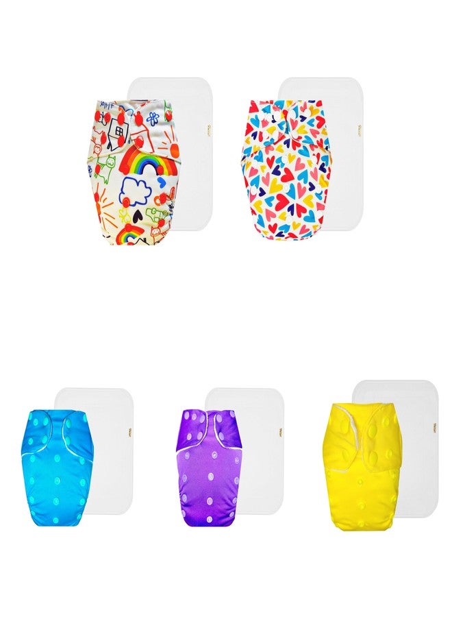 حفاضات دمبلدو القماشية الممتازة مع حشوة قطنية (عبوة من 5) | شعور بالجفاف والراحة | قابلة لإعادة الاستخدام والغسل | سهلة التنظيف | مصممة من قبل الأمهات | من 3 أشهر إلى 3 سنوات | للجنسين - Image 1