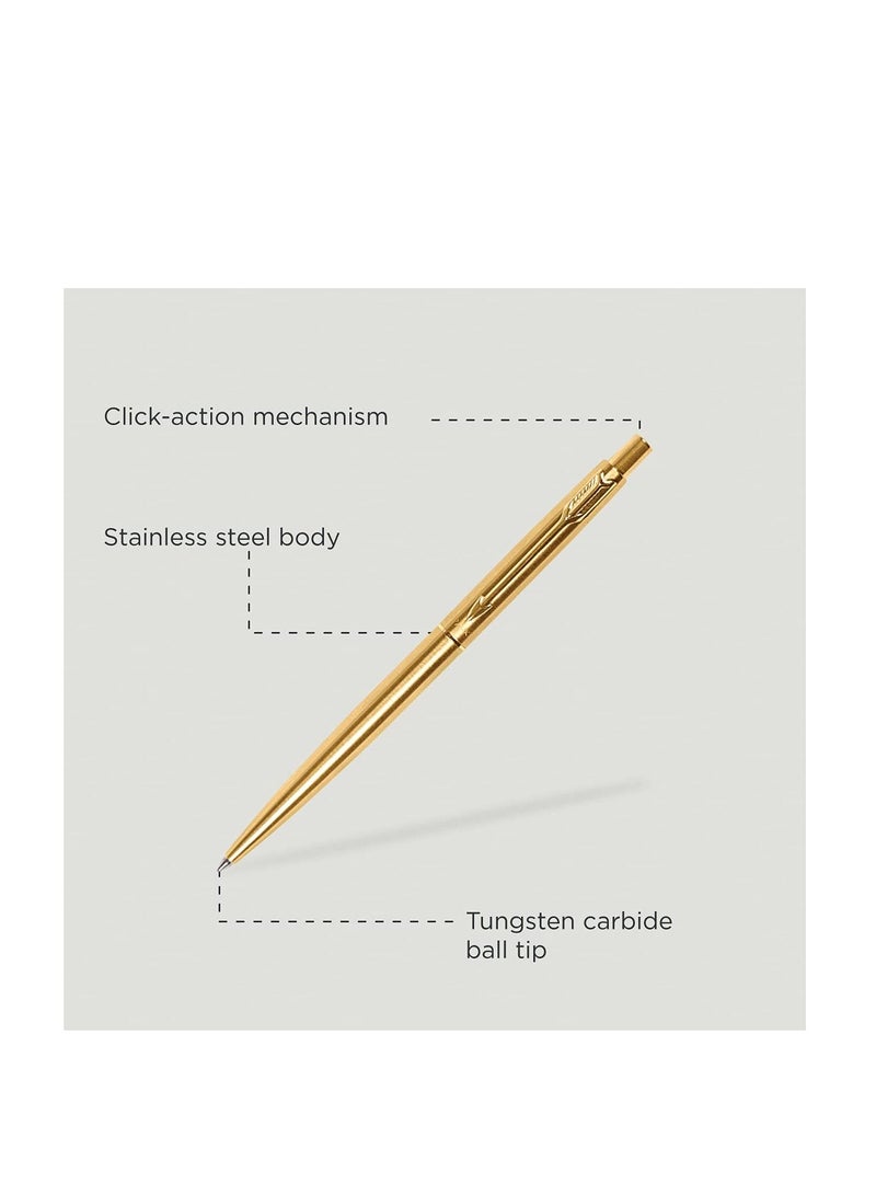 PARKER Classic Gold Trim Ball Pen Refillable Gold Trim Stainless Steel 1 Count, Pack of 1 Ink - Blue Ideal for gifting - Image 2