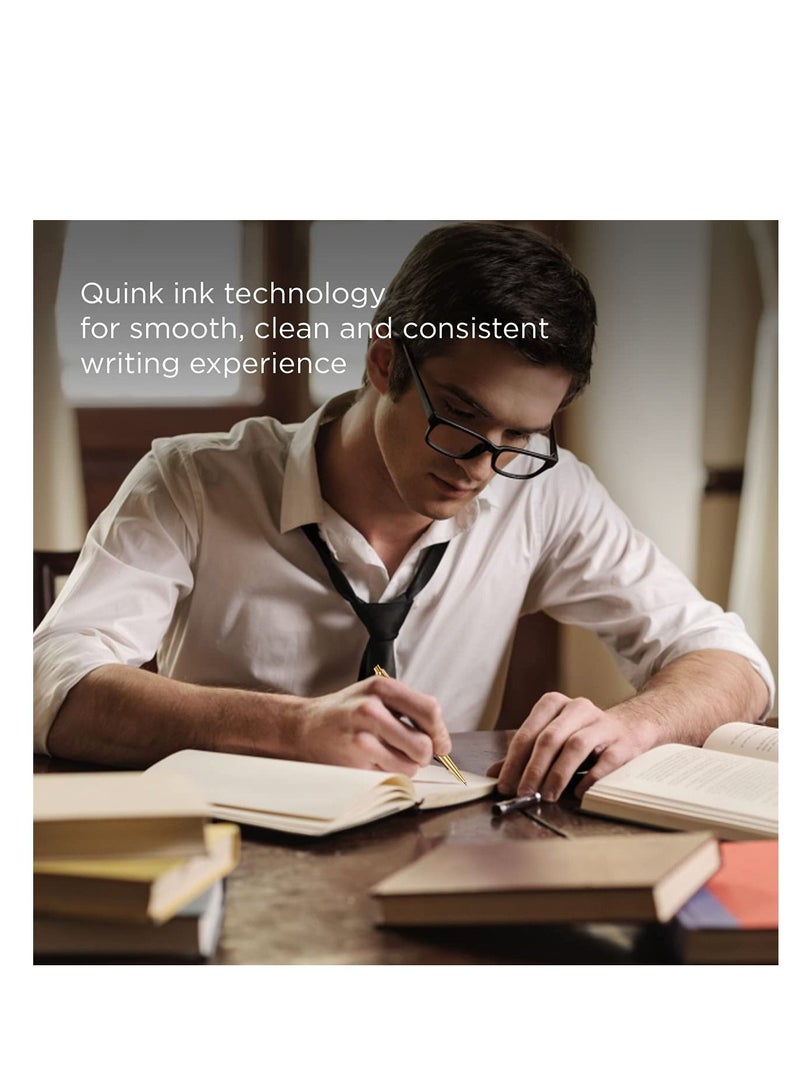 PARKER Classic Gold Trim Ball Pen Refillable Gold Trim Stainless Steel 1 Count, Pack of 1 Ink - Blue Ideal for gifting - Image 4