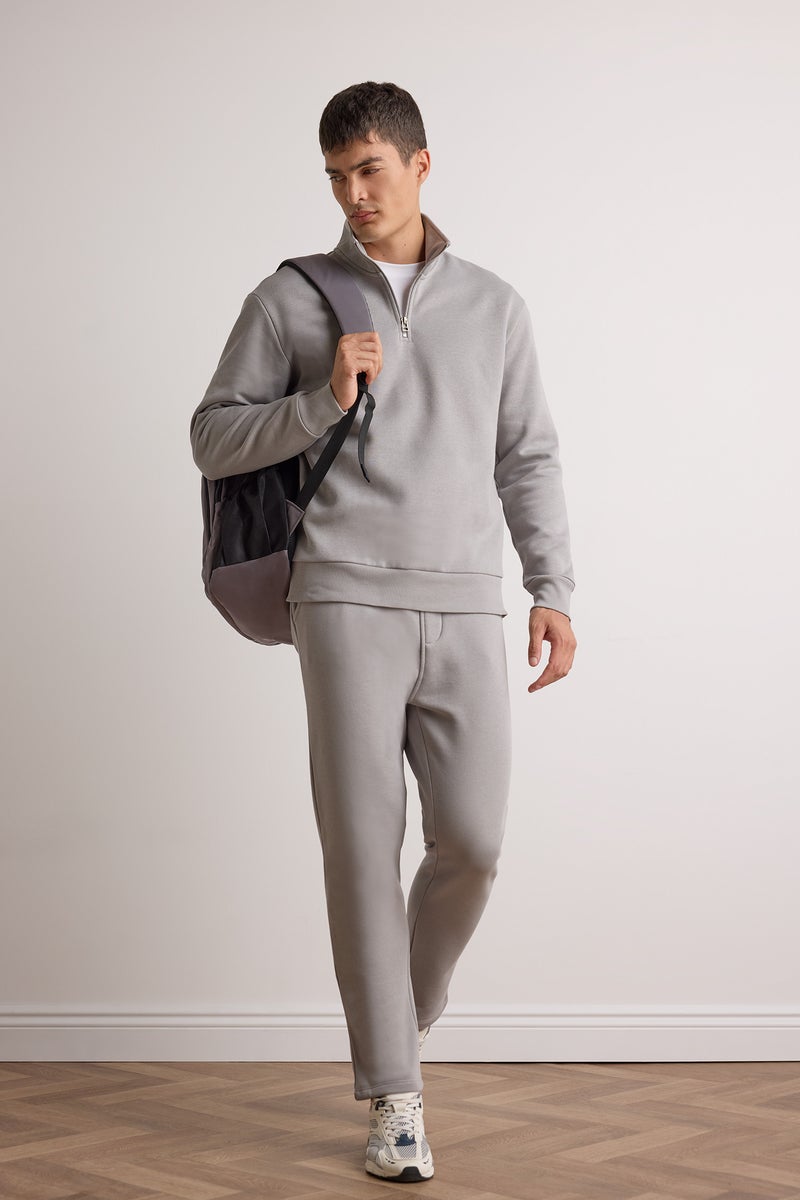 DeFacto Grey Man Regular Fit Thick Sweatshirt Fabric Regular Hem Sweatpants Casual - Image 1