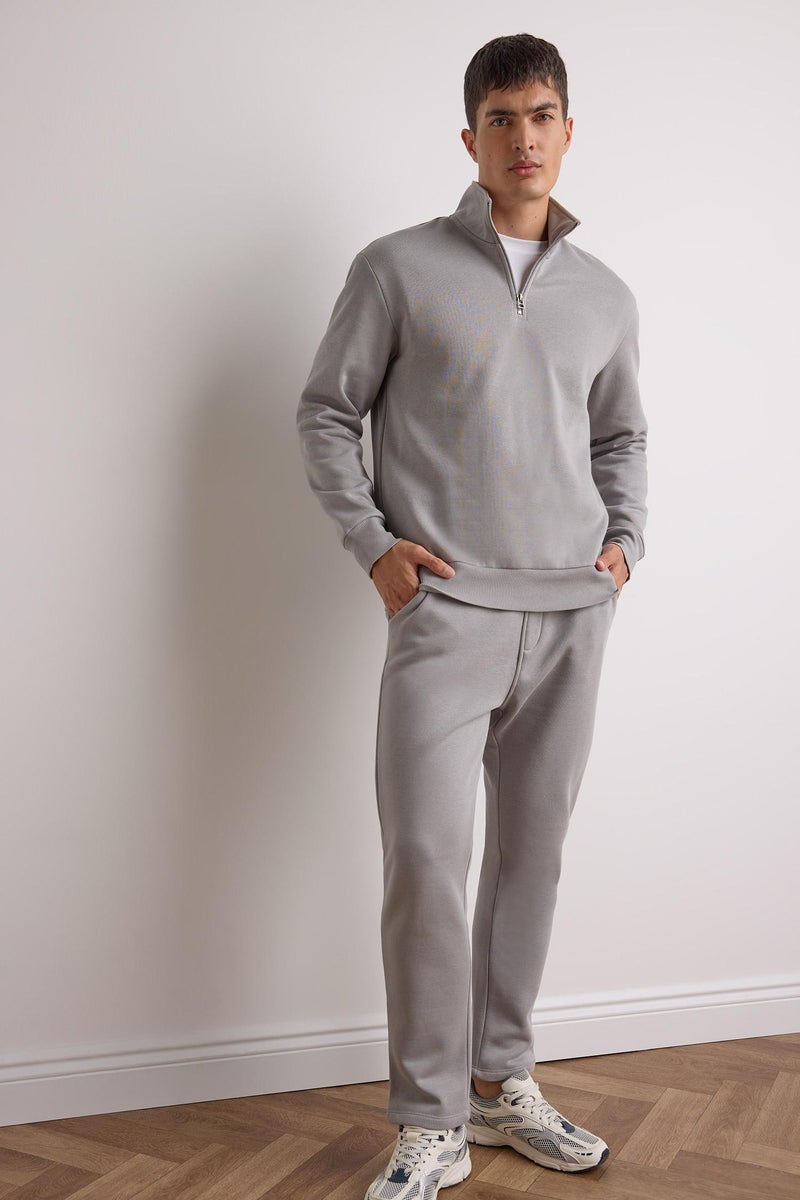 DeFacto Grey Man Regular Fit Thick Sweatshirt Fabric Regular Hem Sweatpants Casual - Image 4