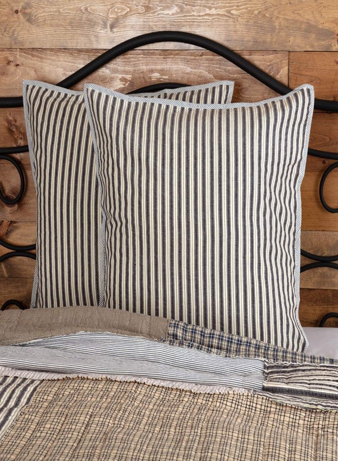 VHC Brands Ashmont Bedding Accessory, Ticking Stripe Euro Sham 26x26 - Image 1