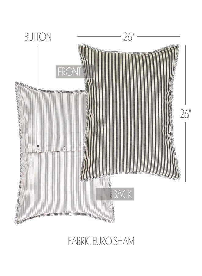 VHC Brands Ashmont Bedding Accessory, Ticking Stripe Euro Sham 26x26 - Image 2