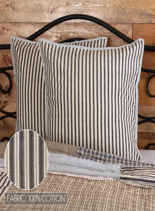 VHC Brands Ashmont Bedding Accessory, Ticking Stripe Euro Sham 26x26 - Image 3