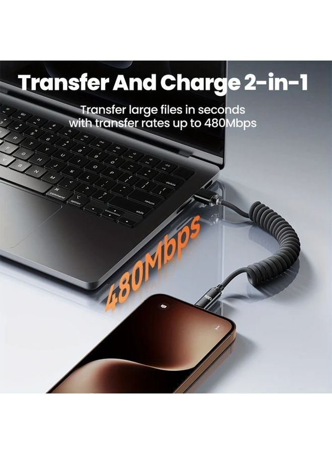 120W Retractable USB C To Type C Fast Charging Cable Black 39 37 Inch For iPhone Samsung - Image 5