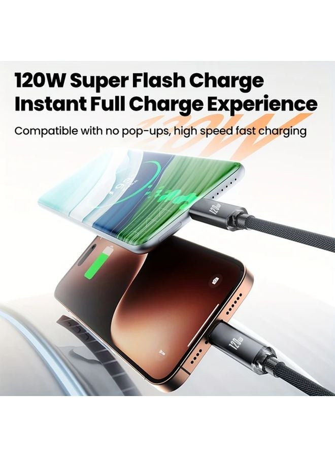 120W Retractable USB C To Type C Fast Charging Cable Black 39 37 Inch For iPhone Samsung - Image 3