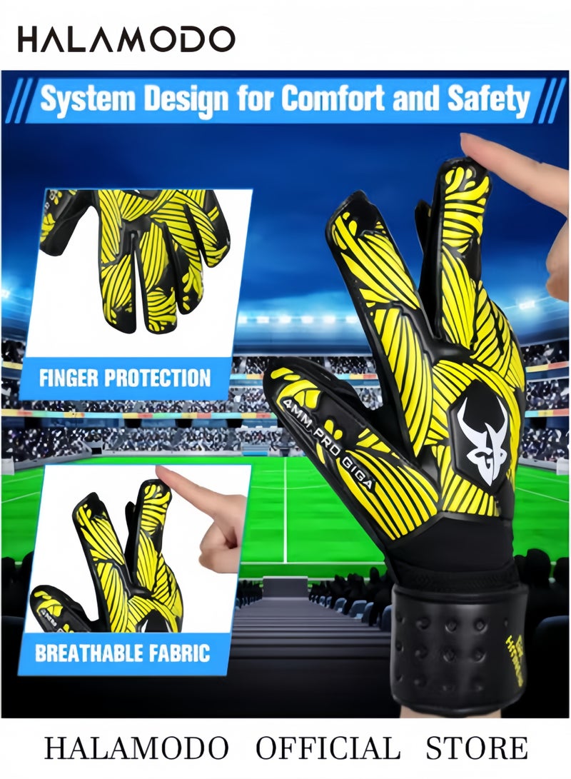 هالامودو قفازات حارس مرمى كرة القدم للأطفال مع قبضة قوية لحماية راحة اليد والمعصم ومادة اللاتكس المقاومة للتآكل وغير القابلة للانزلاق، توفر الحماية لمنع الإصابات - Image 2