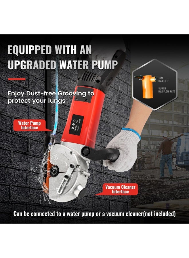 ZLH HITY Wall Chaser with 5pcs 133mm Blades Dust-Free Wall Grooving Machine with Upgraded Water Pump 7280W High Power Wall Chasing Tool for Brick, Ground and Rebar - Image 2