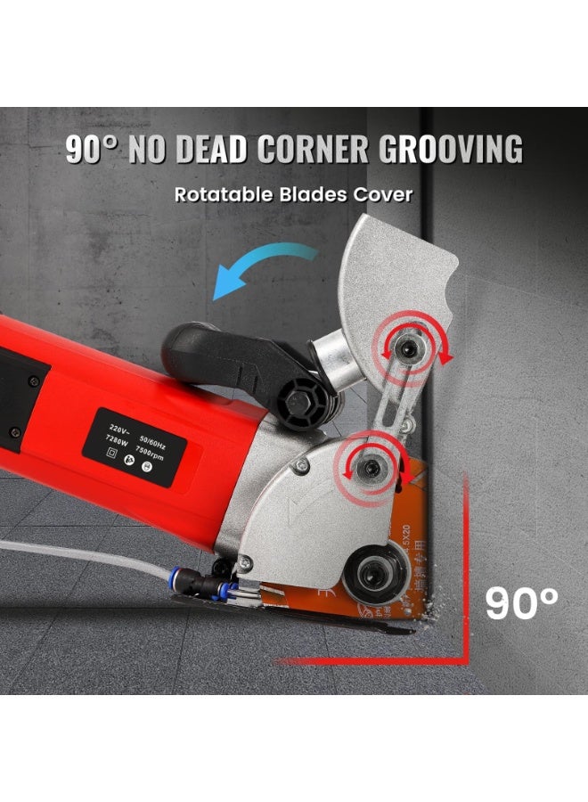 ZLH HITY Wall Chaser with 5pcs 133mm Blades Dust-Free Wall Grooving Machine with Upgraded Water Pump 7280W High Power Wall Chasing Tool for Brick, Ground and Rebar - Image 3