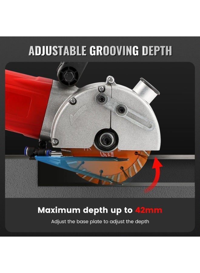 ZLH HITY Wall Chaser with 5pcs 133mm Blades Dust-Free Wall Grooving Machine with Upgraded Water Pump 7280W High Power Wall Chasing Tool for Brick, Ground and Rebar - Image 4