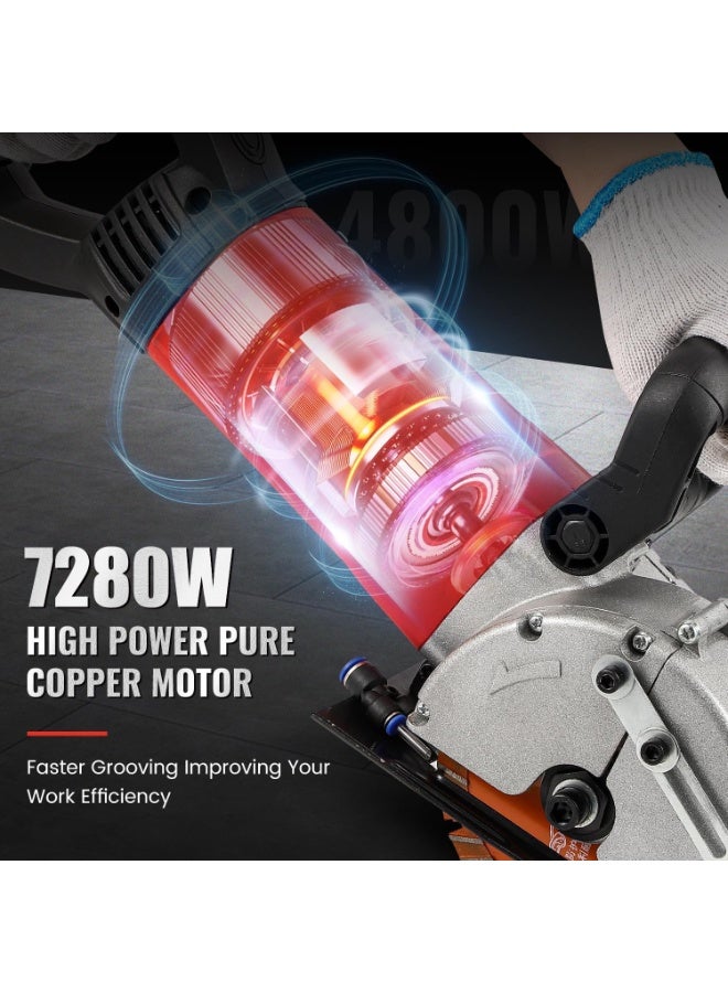 ZLH HITY Wall Chaser with 5pcs 133mm Blades Dust-Free Wall Grooving Machine with Upgraded Water Pump 7280W High Power Wall Chasing Tool for Brick, Ground and Rebar - Image 5