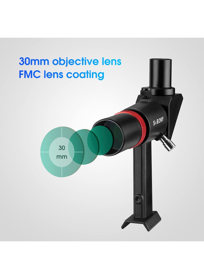 SVBONY SVBONY SV182 Finderscope, Right-Angle Correct-Image Optical Finder, 6x30 Finder Scope for Astronomy Telescope, with Crosshair and Bracket  - Image 3