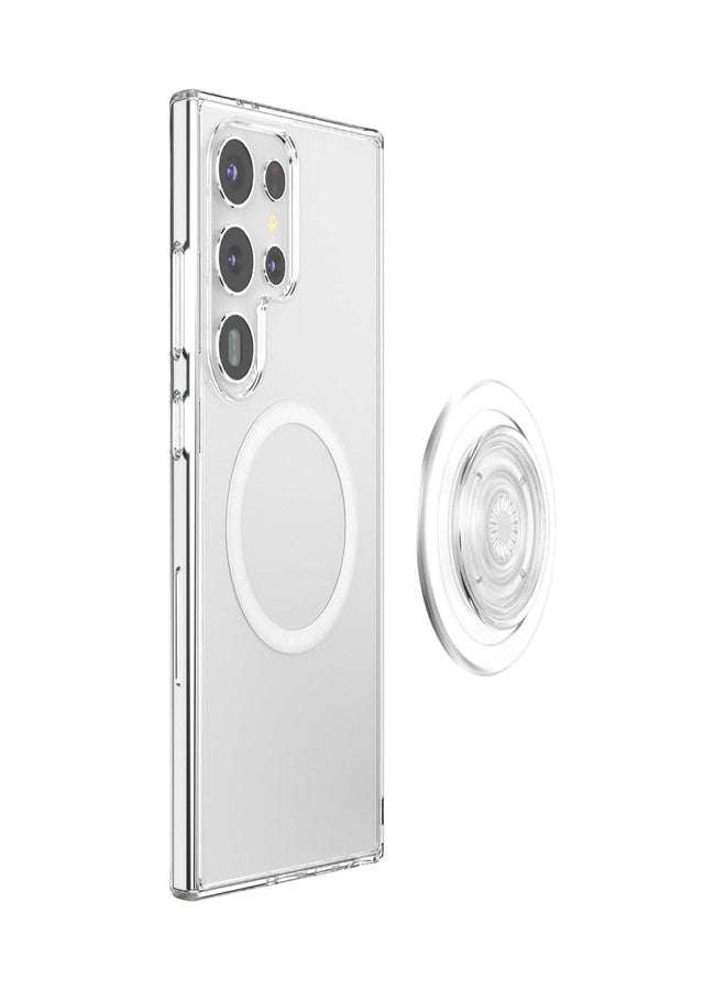 PopSockets Samsung Galaxy S24 Ultra Case with Magnetic Round Phone Grip Compatible with MagSafe, Phone Case for Galaxy S24 Ultra - Clear - Image 4