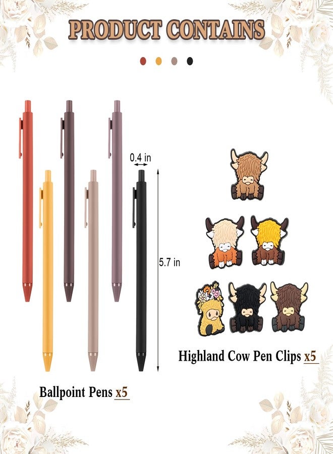 Spakon 30 Pcs Highland Cow Pens with Figurines Cow Party Favors Cute Print Pen Farm Kawaii Stationery Gifts for School Office Supplies Women Kids - Image 2