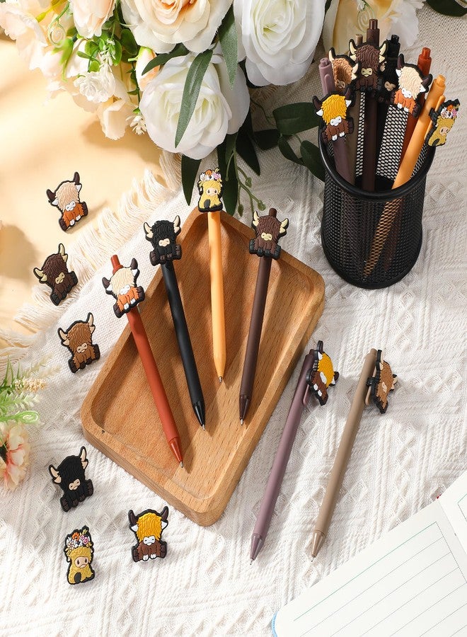 Spakon 30 Pcs Highland Cow Pens with Figurines Cow Party Favors Cute Print Pen Farm Kawaii Stationery Gifts for School Office Supplies Women Kids - Image 5