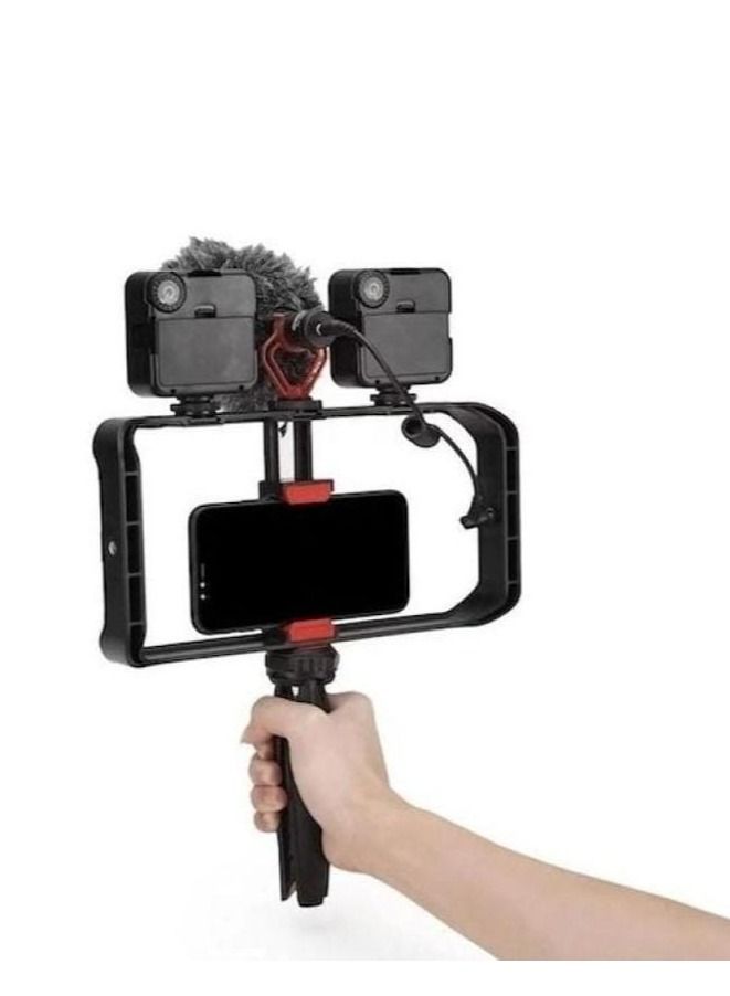 Jmary MT33 Mobile Phone Vlogging Filmmaking Cage Stabilizer with Tripod - Image 3