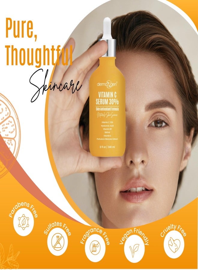 dermaxgen 30% Vitamin C Serum (8 Fl Oz Pure Organic Anti- Wrinkle + Hyaluronic Acid + Retinol + Vitamin E + Vitamin B, Facial Serum For Anti-aging, Wrinkles, And Fine Lines. - Image 3