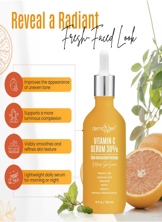 dermaxgen 30% Vitamin C Serum (8 Fl Oz Pure Organic Anti- Wrinkle + Hyaluronic Acid + Retinol + Vitamin E + Vitamin B, Facial Serum For Anti-aging, Wrinkles, And Fine Lines. - Image 2