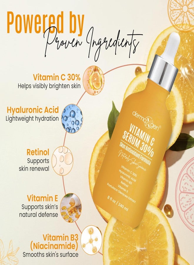 dermaxgen 30% Vitamin C Serum (8 Fl Oz Pure Organic Anti- Wrinkle + Hyaluronic Acid + Retinol + Vitamin E + Vitamin B, Facial Serum For Anti-aging, Wrinkles, And Fine Lines. - Image 4