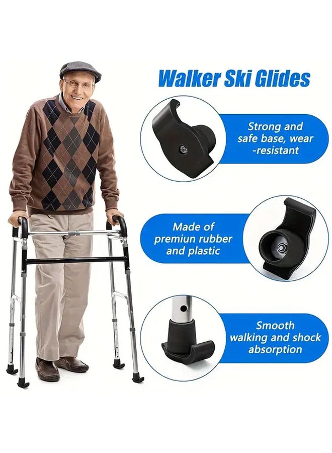 2 Pcs Walker Ski Glides 28.6MM Shock Absorbing Safety Base Premium Rubber Plastic Universal Walker Rollers Smooth Walking Home Care Equipment Lightweight Durable Construction Senior Mobility - Image 3