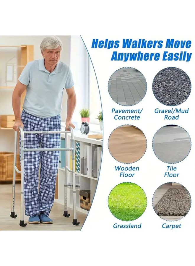 2 Pcs Walker Ski Glides 28.6MM Shock Absorbing Safety Base Premium Rubber Plastic Universal Walker Rollers Smooth Walking Home Care Equipment Lightweight Durable Construction Senior Mobility - Image 4