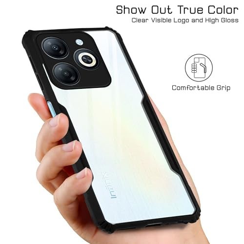 Jkobi Back Cover Case for Infinix Smart 8 HD (Shockproof with Polycarbonate Clear Panel | Professional Black) - Image 3