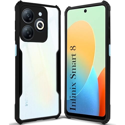 Jkobi Back Cover Case for Infinix Smart 8 HD (Shockproof with Polycarbonate Clear Panel | Professional Black) - Image 5