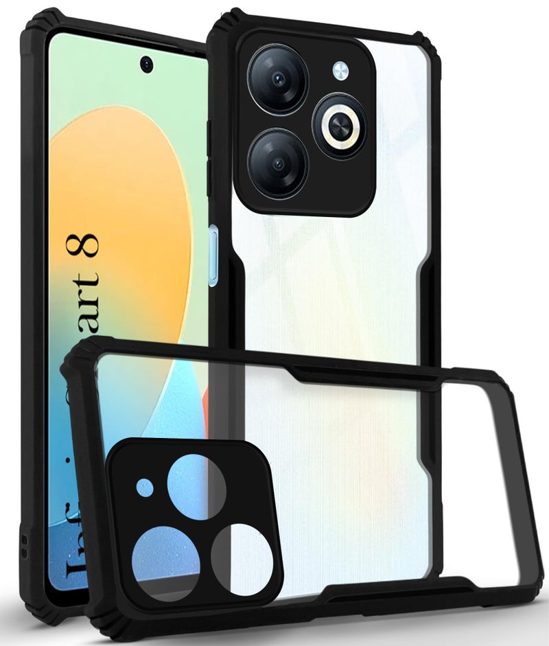 Jkobi Back Cover Case for Infinix Smart 8 HD (Shockproof with Polycarbonate Clear Panel | Professional Black) - Image 1