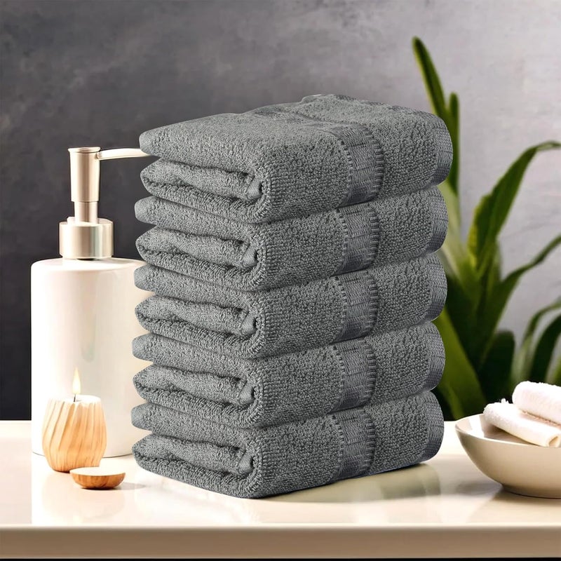 Kuber Industries Kuber Industries Pack of 5 Cotton HandFace Towels For Men Women Easily Washable Workout Gym Napkins For Men Pocket Towel Grey  - Image 1