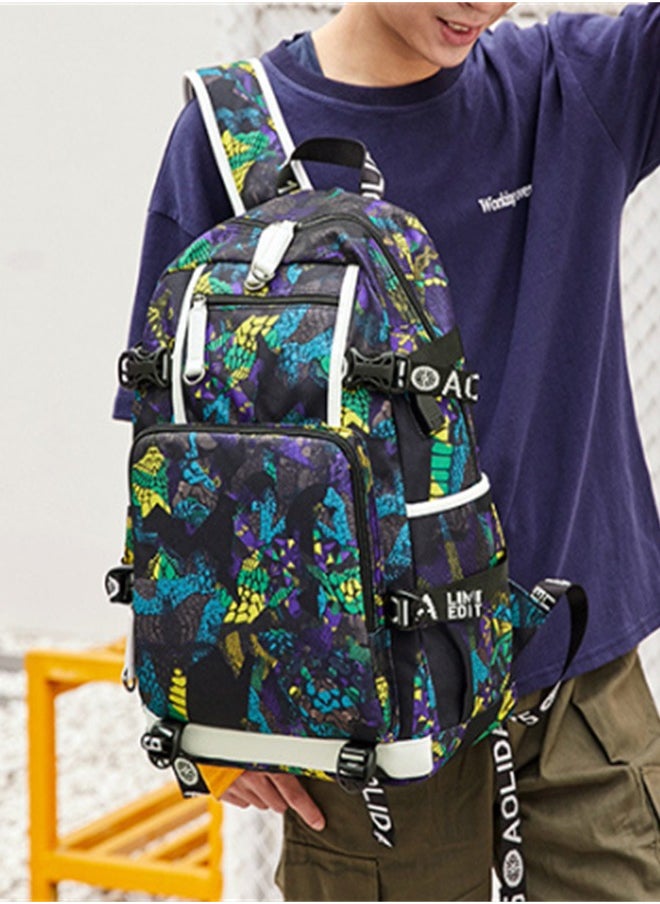 Generic - Student Bookbag Printed Waterproof Outdoor Travel Double Backpack - Image 1