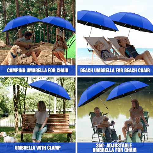 NBtoUS 2 PACK Chair Umbrella with Clamp, 360 ° Adjustable, UPF50+ Sunshade for Beach Chair, Patio Chair, Camping Chair, Golf Carts(Azure Blue, Not Include Chair) - Image 5