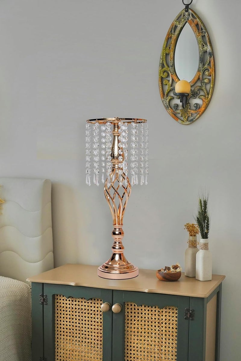 NIYANTA Crystal Flower Stand Rack Wedding Dinner Decoration Centerpieces Vases Crystal Metal Vase Flower Stand Candles Holder Wedding Decorations for Reception Crystal Flower Vases Golden - Image 4