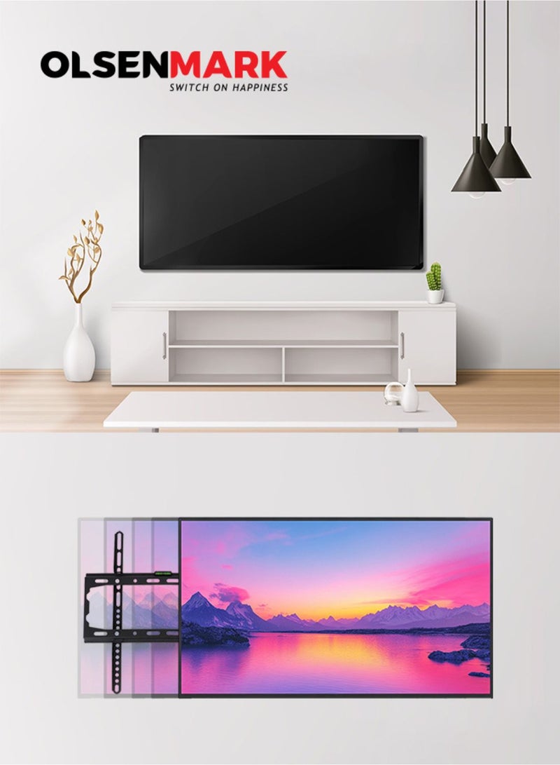 Olsenmark TV Wall Mount Bracket for 26–60 Inch LED/LCD TVs – Flat Panel Support with 50kg Load Capacity – Easy and Fast Installation Black - Image 2