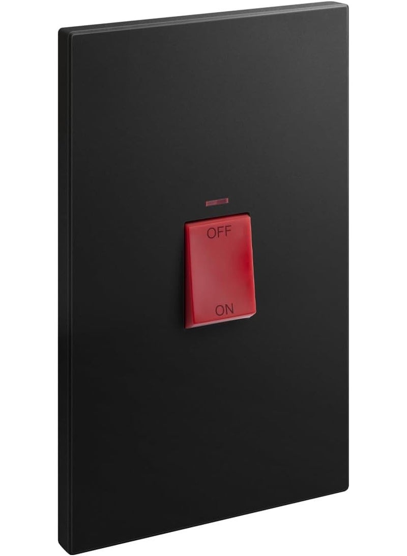 RACO RACO Legrand Galion 2-Gang Vertical Double Pole 45A Switch (3x6) with Red Power Indicator Black - Image 1