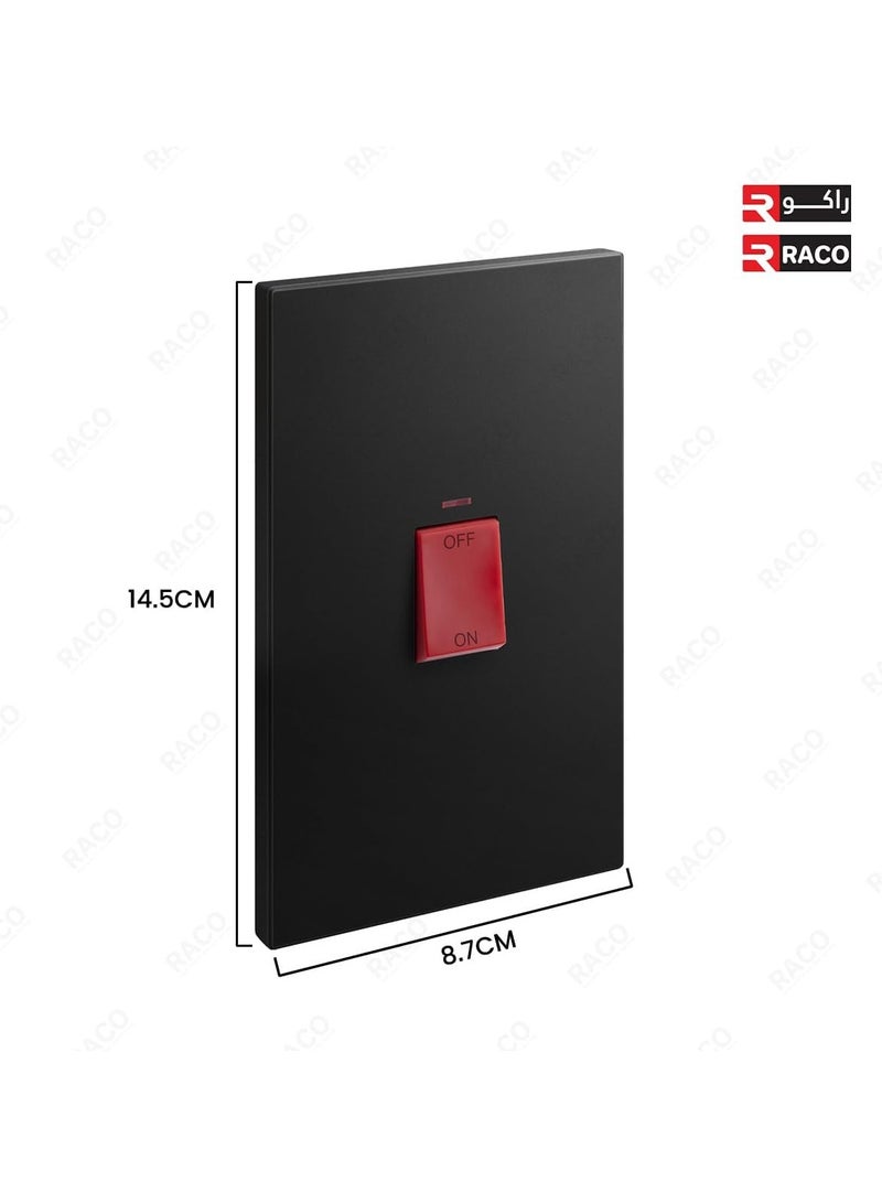 RACO RACO Legrand Galion 2-Gang Vertical Double Pole 45A Switch (3x6) with Red Power Indicator Black - Image 2
