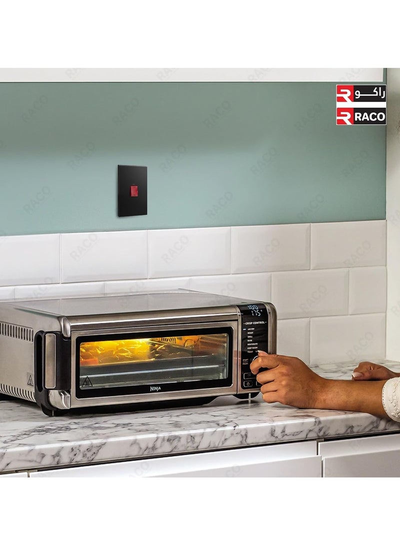 RACO RACO Legrand Galion 2-Gang Vertical Double Pole 45A Switch (3x6) with Red Power Indicator Black - Image 3